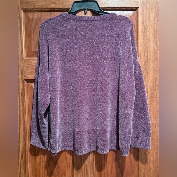 Ellen Tracy Women's Bordeaux Tweed Long Sleeve Sweater XXL Stretchy Plum - Picture 9 of 13